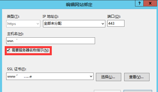 需要服务器名称指示(N)